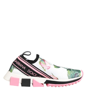 Dolce & Gabbana White Rose Print Sorrento Sneakers Shoes