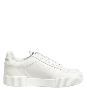 Dolce & Gabbana White Leather MIAMI Low Top Sneakers Shoes