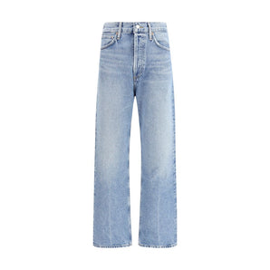 Agolde Light Blue Cotton Relaxed Fit Jeans