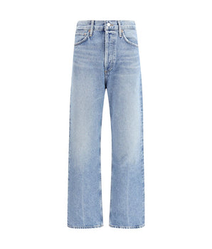 Agolde Light Blue Cotton Relaxed Fit Jeans
