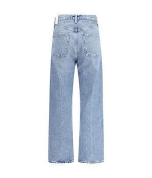 Agolde Light Blue Cotton Relaxed Fit Jeans