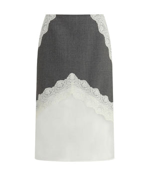 Jil Sander Gray Polyester Midi Skirt