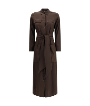 Ella Brown Silk Casual Dress