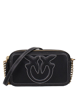 PINKO Black Leather Crossbody Bag