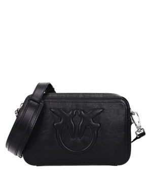 PINKO Black Leather Crossbody Bag