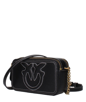 PINKO Black Leather Crossbody Bag