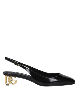 Dolce & Gabbana Black Leather Mid Heel Pumps