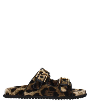 Dolce & Gabbana Beige Velvet Slippers