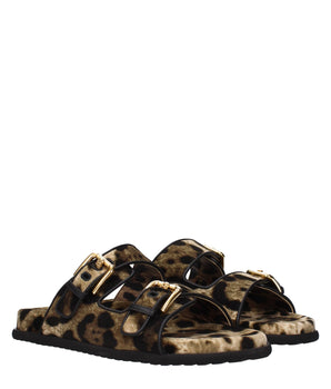 Dolce & Gabbana Beige Velvet Slippers