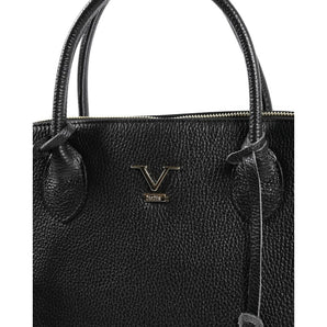 19V69 Italia Black Leather Tote Bag