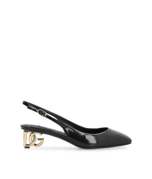 Dolce & Gabbana Black Calfskin Mid Heel Pumps
