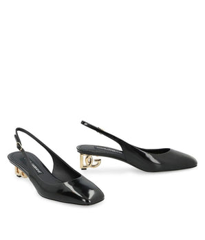 Dolce & Gabbana Black Calfskin Mid Heel Pumps