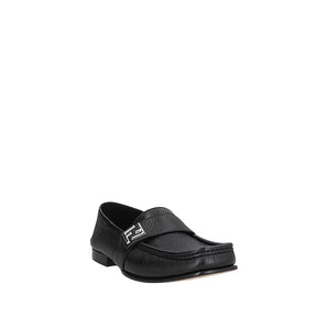 Fendi Black Calfskin Slip-On Loafers