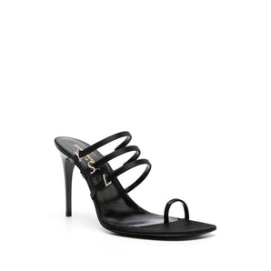 Saint Laurent Black Silk Stiletto Heel Sandals