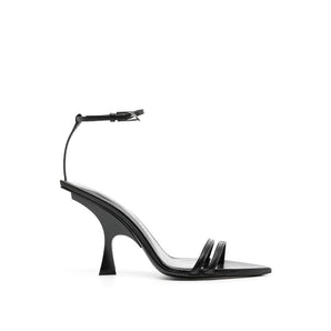 The Attico Black Silk Stiletto Heel Sandals