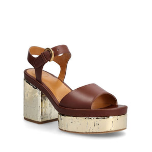 Chloé Brown Calfskin Platform Sandals