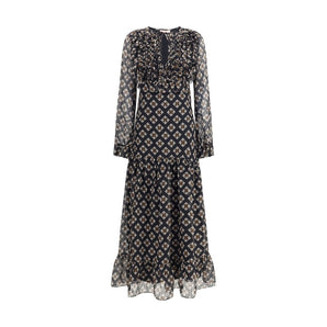 Kristina Ti Black Silk Long Dress