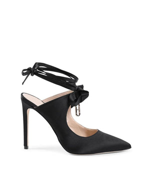 Dee Ocleppo Black Satin Mules