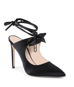 Dee Ocleppo Black Satin Mules