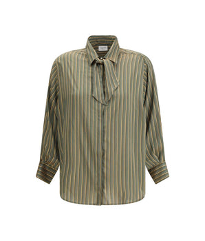 Cruna Green Viscose Pattern Shirt