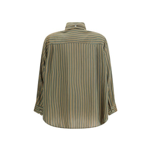 Cruna Green Viscose Pattern Shirt