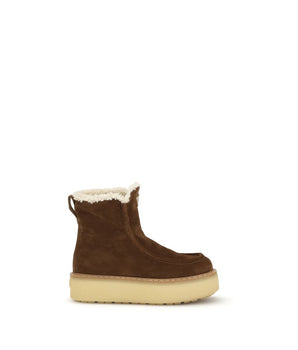 Prada Brown Calf Leather Bos Taurus Ankle Boots