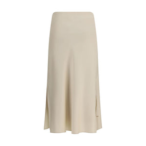 Brunello Cucinelli Cream Acetate Midi Skirt