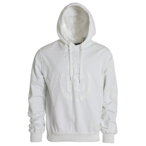 Dolce & Gabbana White Cotton Hooded Pullover Sweatshirt Men