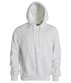 Dolce & Gabbana White Cotton Hooded Pullover Sweatshirt Men