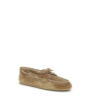 Miu Miu Beige Calf Leather Bos Taurus Slip-On Loafers