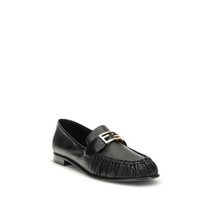 Fendi Black Calf Leather Bos Taurus Slip-On Loafers