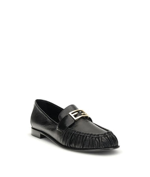 Fendi Black Calf Leather Bos Taurus Slip-On Loafers