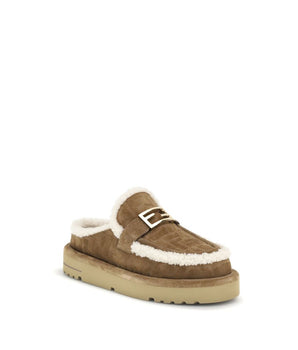 Fendi Beige Leather Mules