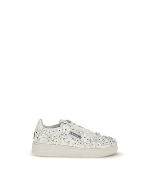 Autry White Calf Leather Bos Taurus Low Top Sneakers