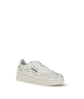 Autry White Calf Leather Bos Taurus Low Top Sneakers