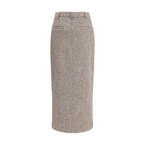 Brunello Cucinelli Brown Fleece Wool Long Skirt