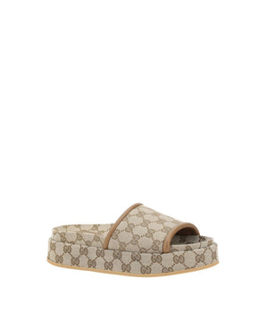 Gucci Beige Polyamide Platform Sandals