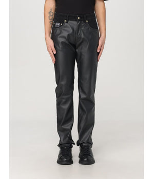 Versace Jeans Black Leather Casual Pants