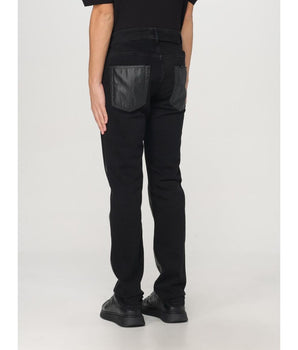 Versace Jeans Black Leather Casual Pants