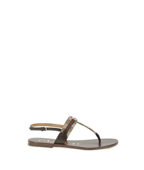 Gucci Brown Calf Leather Bos Taurus Flat Sandals