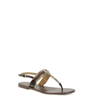 Gucci Brown Calf Leather Bos Taurus Flat Sandals