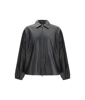 Diesel Black Polyester Biker Jacket
