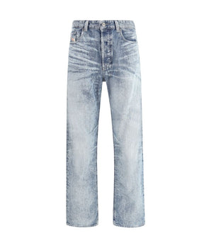 Diesel Light Blue Cotton Relaxed Fit Jeans