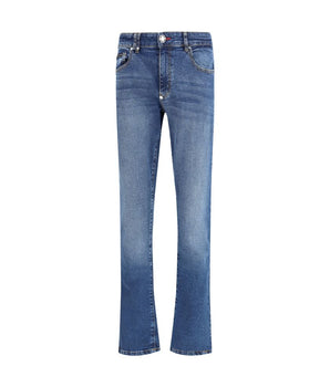 Philipp Plein Blue Cotton Straight-Leg Jeans