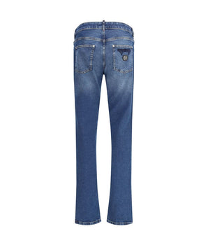 Philipp Plein Blue Cotton Straight-Leg Jeans