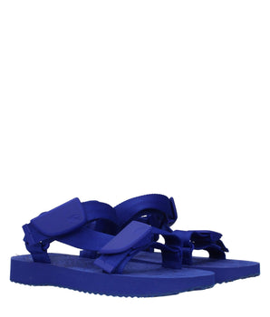 Burberry Blue Fabric Flat Sandals