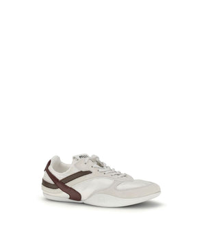 Miu Miu White Calf Leather Bos Taurus Athletic Sneakers