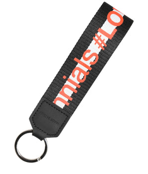 Dolce & Gabbana Black Logo Polyester Silver Brass Holder Keychain Keyring