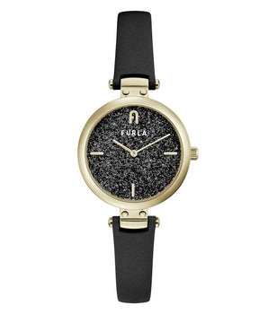 Furla Black Leather Dress Watch