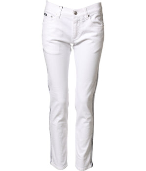 Dolce & Gabbana White Cotton Stretch Skinny Men Denim Jeans
